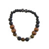 Bracelet Pierre de lave, Bois, Oeil de Tigre, Hématite Perles rondes