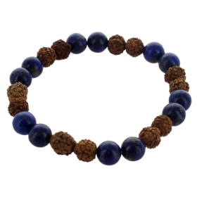 Bracelet Lapis Lazuli et Rudraksha Perles rondes 8 mm
