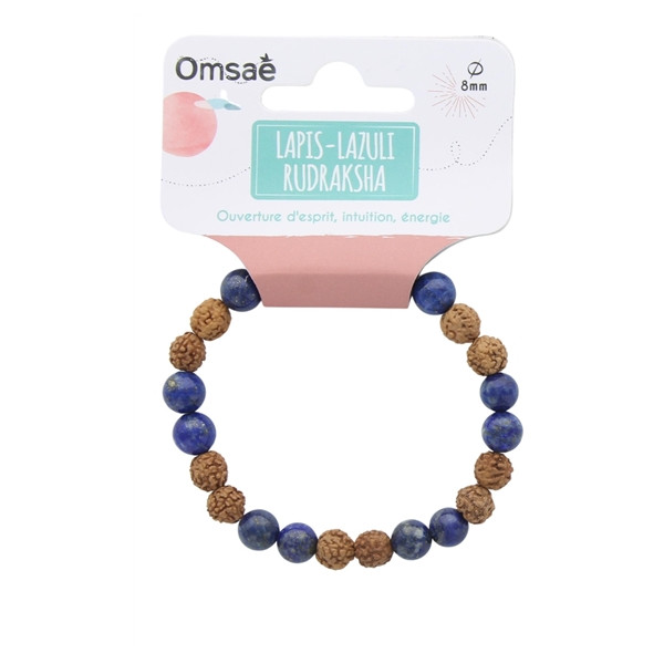 Bracelet Lapis Lazuli et Rudraksha Perles rondes 8 mm