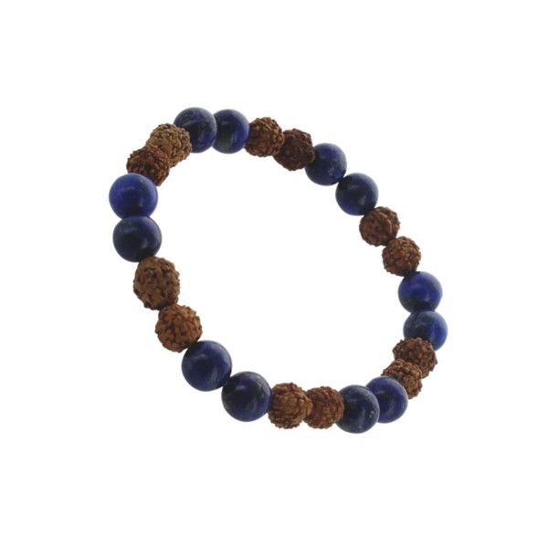 Bracelet Lapis Lazuli et Rudraksha Perles rondes 8 mm