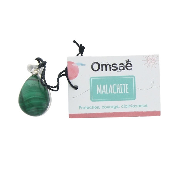 Pendentif Malachite Argent 925 Forme goutte Petit modèle