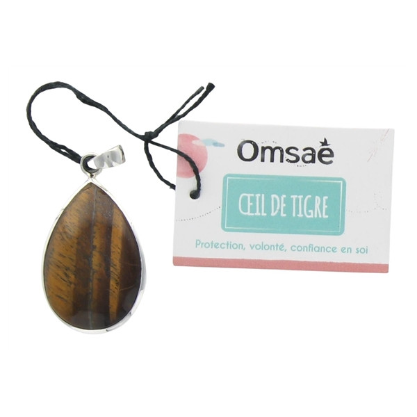 Pendentif Oeil de Tigre Argent 925 Forme goutte Grand modèle