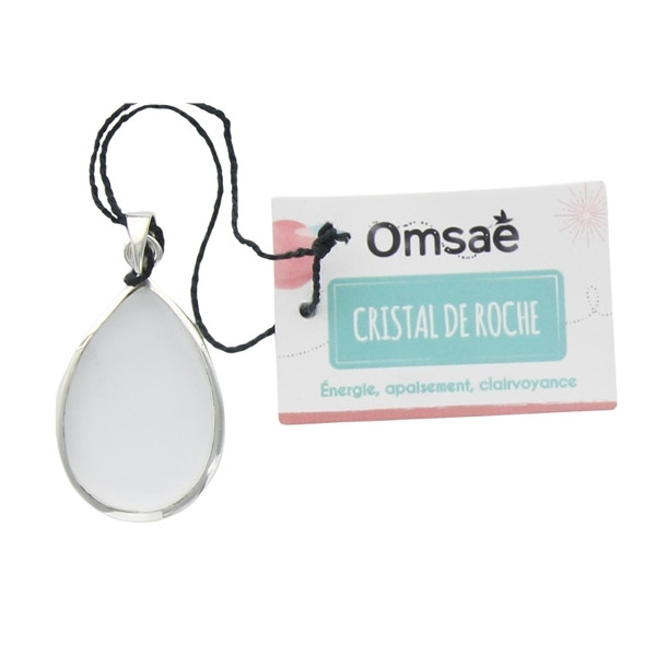 Pendentif Cristal de Roche Argent 925 Forme goutte Grand modèle