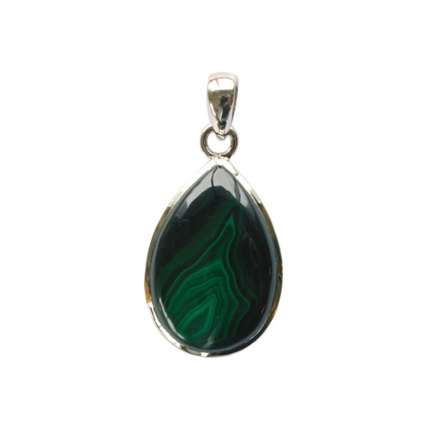 Pendentif Malachite Argent 925 Forme goutte Grand modèle