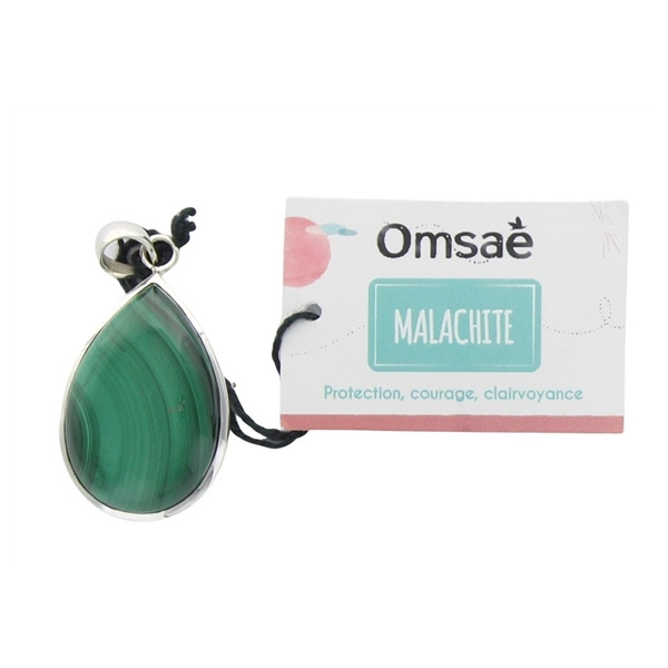 Pendentif Malachite Argent 925 Forme goutte Grand modèle