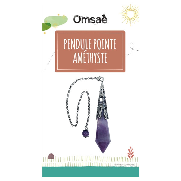 Pendule Pointe Améthyste et Métal argenté vieilli Design Witch