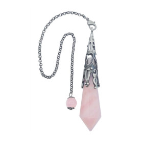Pendule Pointe Quartz Rose et Métal argenté vieilli Design Witch