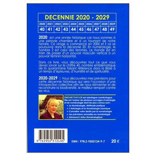 Numérologie Décennie 2020-2029 - 2020 l'année historique : année de la quarantaine