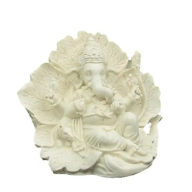 Statue de Ganesh ridhi sidhi blanc -- 550 g； 11x12 cm