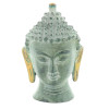 Statuette Tête de Bouddha en Laiton vert antique 11.5 cm