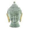Statuette Tête de Bouddha en Laiton vert antique 11.5 cm