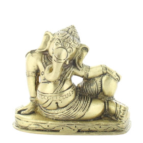 Statuette Ganesh allongé en Laiton doré mat 8 cm