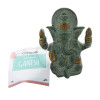 Statuette Ganesh assis en Laiton vert antique 9.2 cm