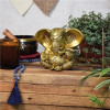 Statuette Ganesh assis en Laiton doré mat 14 cm