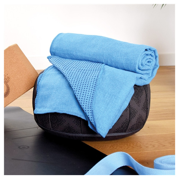 Serviette de yoga anti-dérapante Bleue
