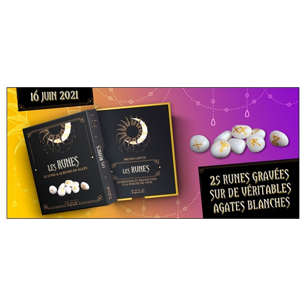 Les Runes - Le livre & 25 runes en agate - Coffret