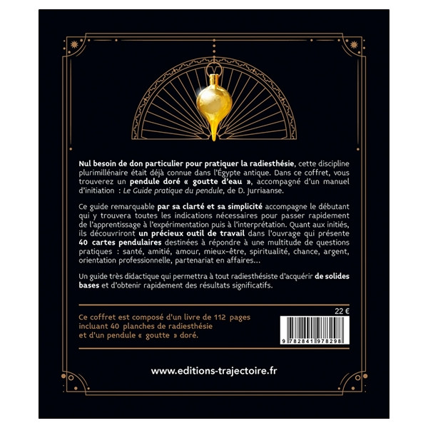 Le Pendule - Coffret - Le livre d'initiation & le pendule goutte doré