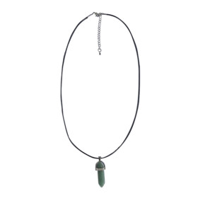 Collier Aventurine Verte Pointe Cordon Noir
