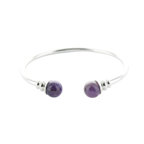 Bracelet cuivre avec Aimants Jonc Métal argenté Perles Améthyste
