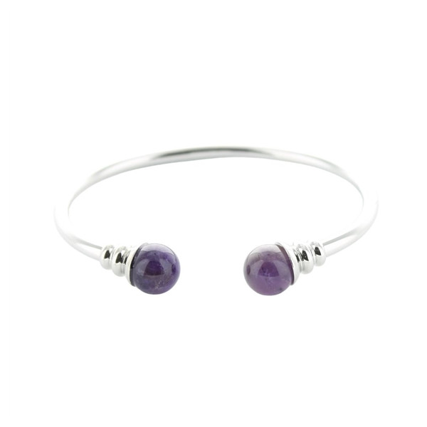 Bracelet cuivre avec Aimants Jonc Métal argenté Perles Améthyste