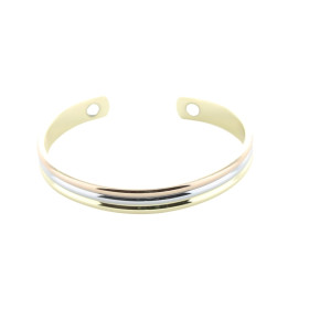 Bracelet Cuivre avec Aimants Jonc Arrondi 3 Métaux