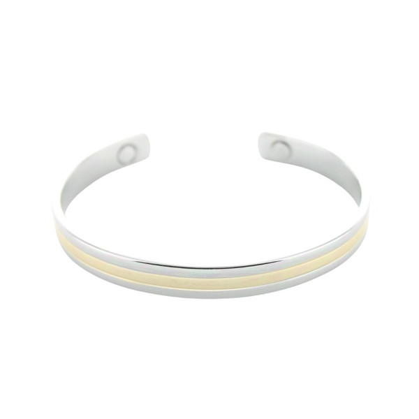 Bracelet cuivre avec Aimants Jonc plat 2 métaux