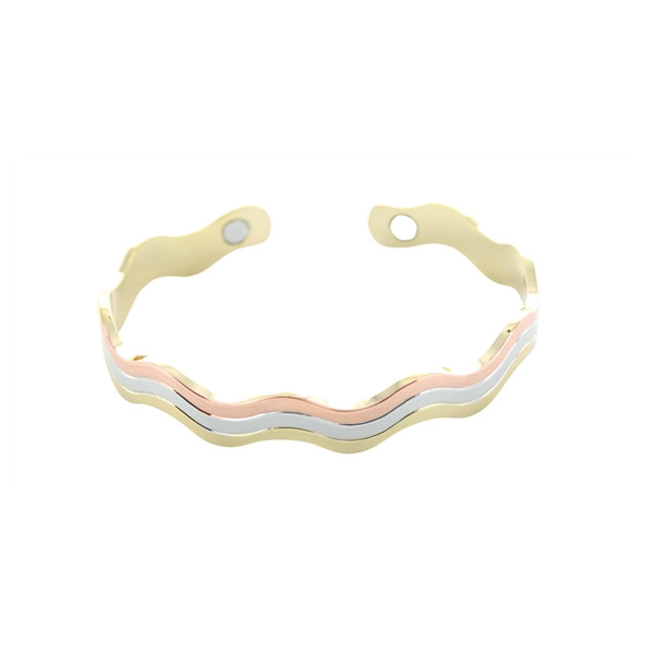 Bracelet cuivre avec Aimants Jonc Forme vagues 3 métaux