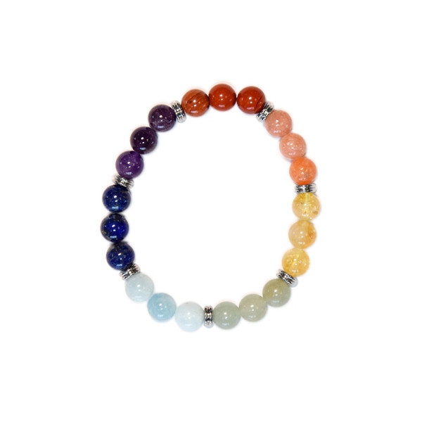 Bracelet 7 Chakras Mix  Perles rondes 8 mm