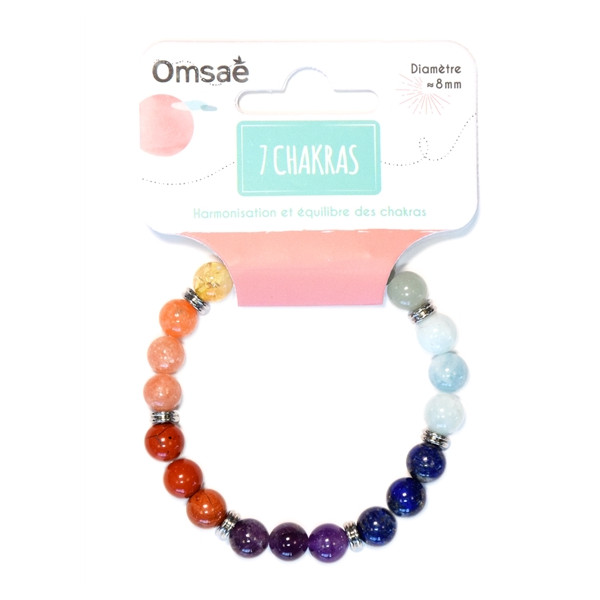 Bracelet 7 Chakras Mix  Perles rondes 8 mm