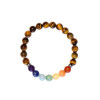 Bracelet 7 Chakras Oeil de tigre Perles rondes 8 mm
