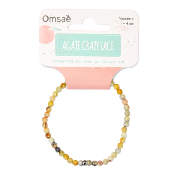 Bracelet Agate Crazy Lace Perles rondes 4 mm
