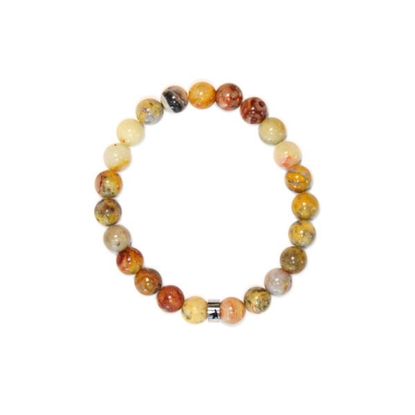 Bracelet Agate Crazy Lace Perles Rondes 8 mm