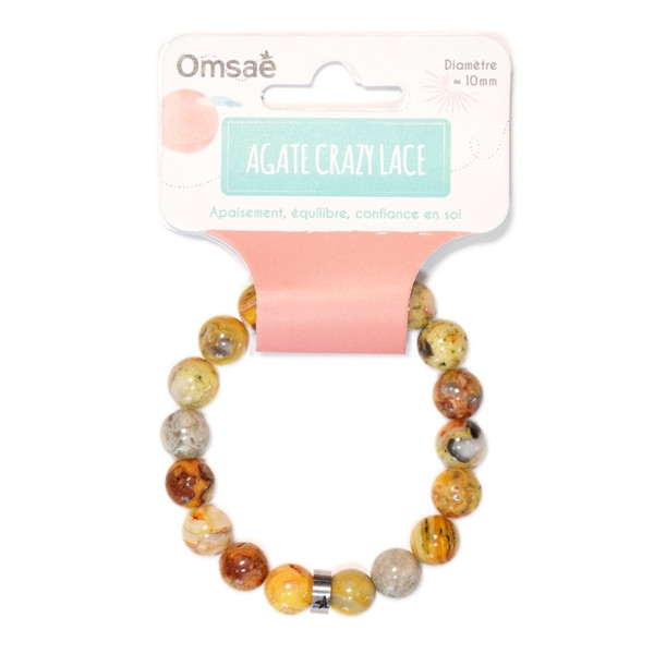 Bracelet Agate Crazy Lace Perles rondes 10 mm