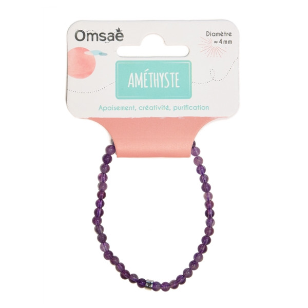 Bracelet Améthyste Perles rondes 4 mm