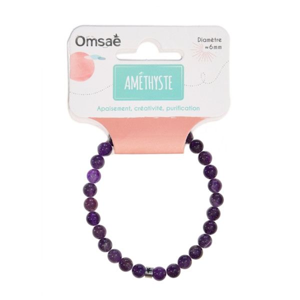 Bracelet Améthyste Perles rondes 6 mm