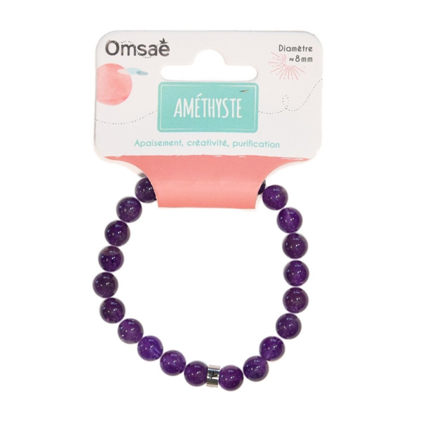 Bracelet Améthyste Perles rondes 8 mm