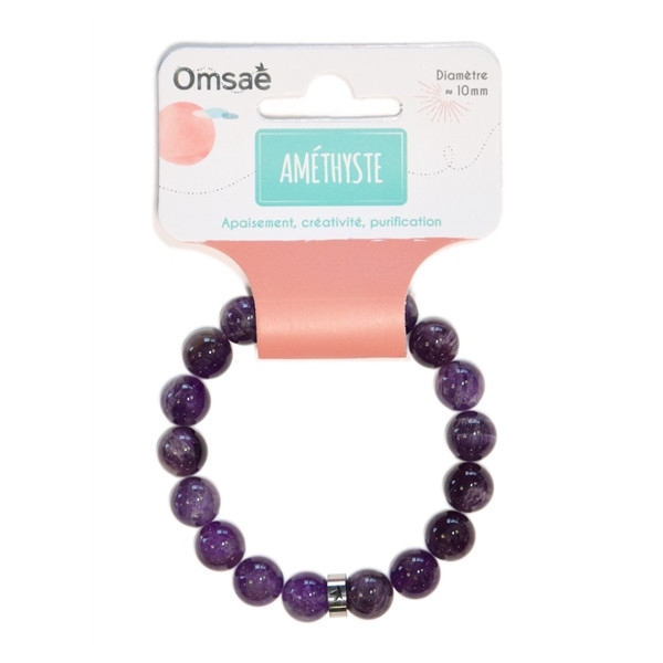 Bracelet Améthyste Perles rondes 10 mm