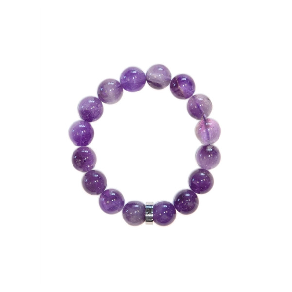 Bracelet Améthyste Perles rondes 12 mm