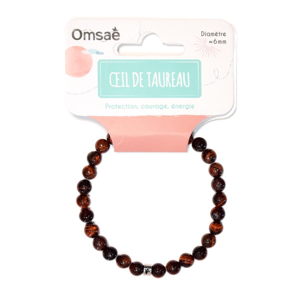 Bracelet Oeil de Taureau Perles rondes 6 mm