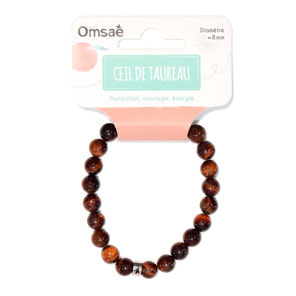 Bracelet Oeil de Taureau Perles rondes 8 mm