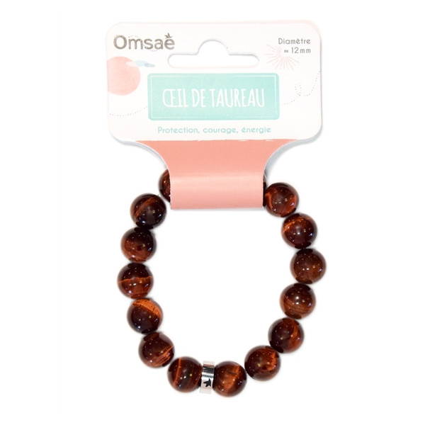 Bracelet Oeil de Taureau Perles rondes 12 mm