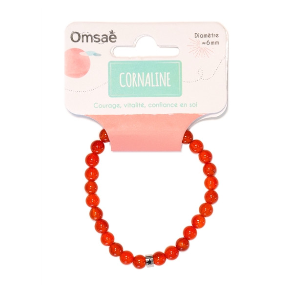 Bracelet Cornaline Perles rondes 6 mm