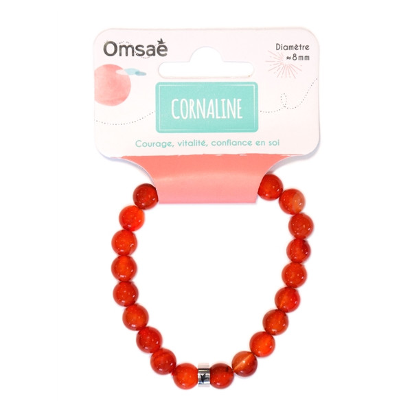 Bracelet Cornaline Perles rondes 8 mm