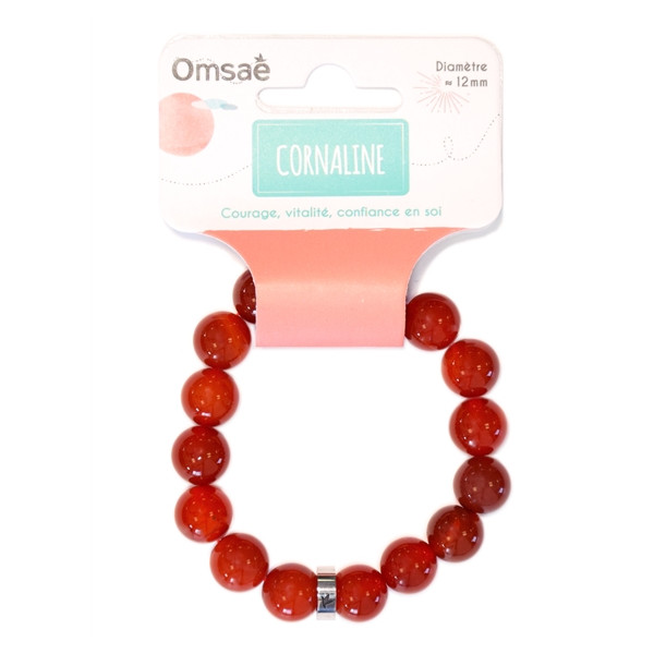 Bracelet Cornaline Perles rondes 12 mm