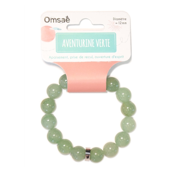 Bracelet Aventurine Verte Perles rondes 12 mm