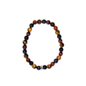 Bracelet Mix Oeil de Tigre de Taureau et de Faucon Perles rondes 6 mm