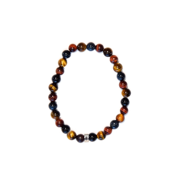 Bracelet Mix Oeil de Tigre de Taureau et de Faucon Perles rondes 6 mm