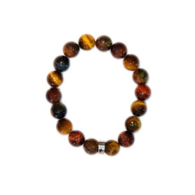 Bracelet Mix Oeil de Tigre de Taureau et de Faucon Perles rondes 10 mm