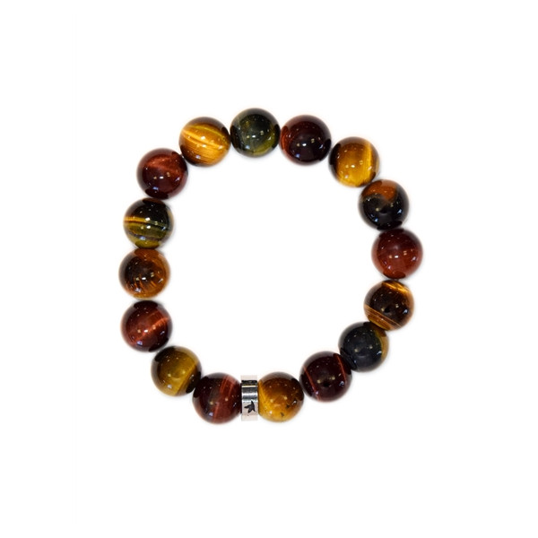 Bracelet Mix Oeil de Tigre de Taureau et de Faucon Perles rondes 12 mm