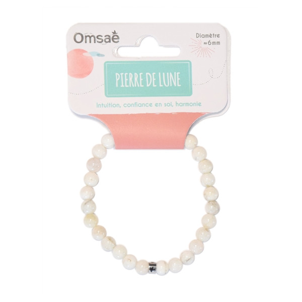Bracelet Pierre de Lune Perles rondes 6 mm